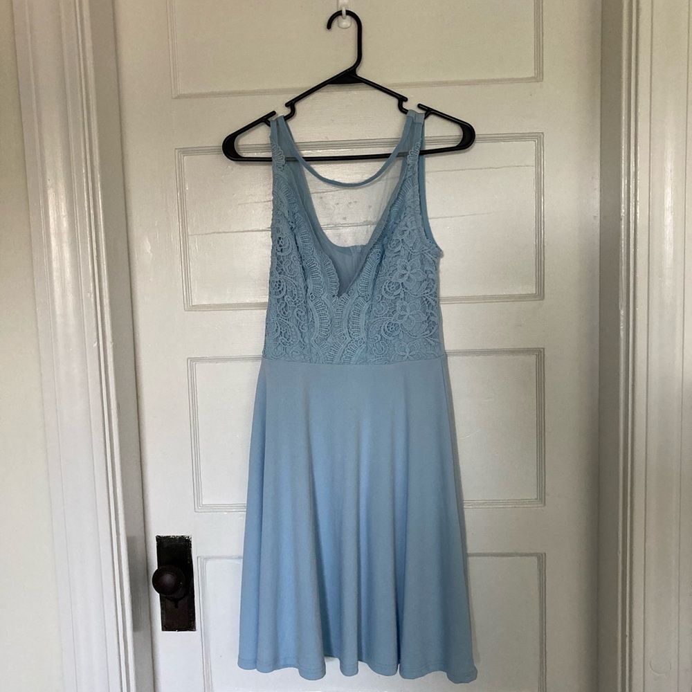 Grace Karin Light Blue Lace Midi Dress